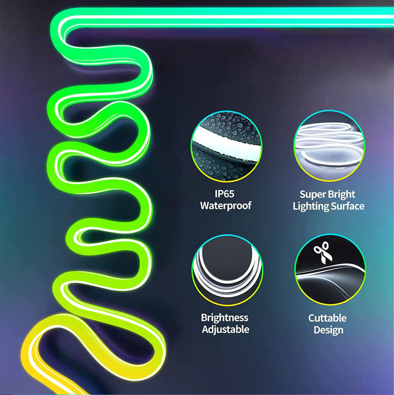 cambio elegante teledirigido de neón del color de la luz de tira del silicón del 16.4ft RGB